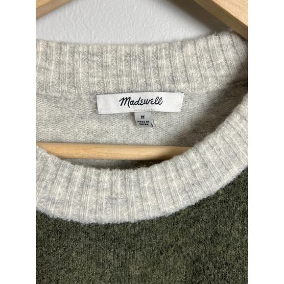 Madewell Colorblock Payton Pullover Sweater in Coziest Yarn Heather Foliage Sz M - Picture 3 of 6